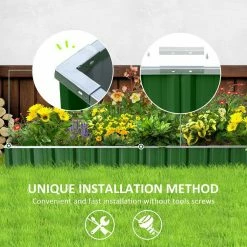 Outsunny Green Metal Raised Garden Bed, DIY Large Steel Planter Box -Online Orchards store green outsunny raised planter boxes 845 644gn 1f 1000