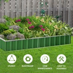 Outsunny Green Metal Raised Garden Bed, DIY Large Steel Planter Box -Online Orchards store green outsunny raised planter boxes 845 644gn fa 1000