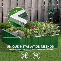 Outsunny Green Metal Raised Garden Bed, Steel Planter Box -Online Orchards store green outsunny raised planter boxes 845 662gn 44 1000