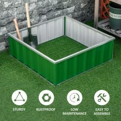 Outsunny Green Metal Raised Garden Bed, Steel Planter Box -Online Orchards store green outsunny raised planter boxes 845 662gn fa 1000