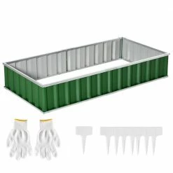 Outsunny 69 in. x 36 in. Green Metal Raised Garden Bed, DIY Large Steel Planter Box
