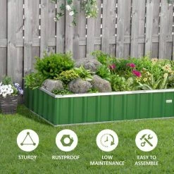 Outsunny 69 in. x 36 in. Green Metal Raised Garden Bed, DIY Large Steel Planter Box -Online Orchards store green outsunny raised planter boxes 845 674gn fa 1000