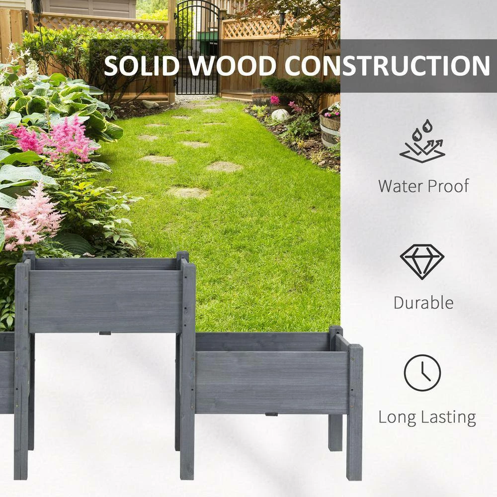 Outsunny 72.5 in. L x 17.75 in. D x 31.5 in. H Fir Wood Raised Garden Bed 6 Outsunny 72.5 in. L x 17.75 in. D x 31.5 in. H Fir Wood Raised Garden Bed - Image 6