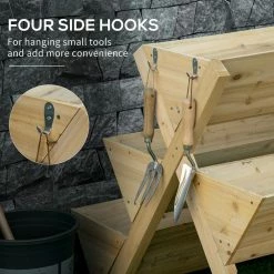 Outsunny Light Brown Wood Raised Garden Bed, Freestanding Planter Stand with 5 Planting Boxes -Online Orchards store light brown outsunny raised planter boxes 845 658 44 1000