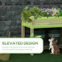 Outsunny Light Green Wood Raised Garden Bed with Legs and Storage Shelf, Elevated Wood Planter Box -Online Orchards store light green outsunny raised planter boxes 845 661 4f 1000