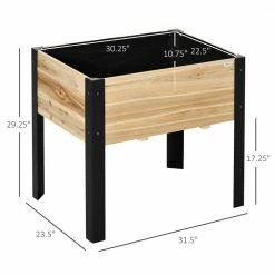 Outsunny 32 in. x 24 in. x 29 in. Wood Raised Garden Bed with Metal Legs -Online Orchards store natural and black outsunny raised planter boxes 845 531 1f 1000