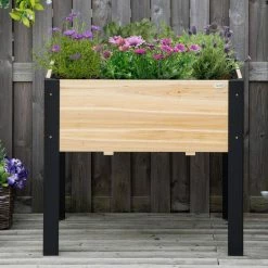 Outsunny 32 in. x 24 in. x 29 in. Wood Raised Garden Bed with Metal Legs -Online Orchards store natural and black outsunny raised planter boxes 845 531 4f 1000