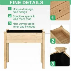 Outsunny 34 in. L x 18 in. W x 30 in. H Wood Outdoor Raised Garden Bed for Vegetables, Herbs and Flowers -Online Orchards store natural outsunny elevated garden beds 845 239v01 4f 1000