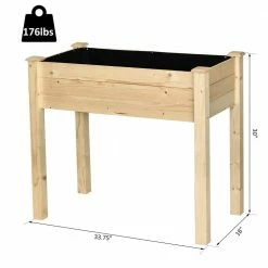 Outsunny 34 in. L x 18 in. W x 30 in. H Wood Outdoor Raised Garden Bed for Vegetables, Herbs and Flowers -Online Orchards store natural outsunny elevated garden beds 845 239v01 76 1000
