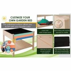 Outsunny 36 in. L x 36 in. W x 32 in. H Wood Square Outdoor Raised Garden Bed Planter Box with Shelf -Online Orchards store natural outsunny elevated garden beds 845 241 1f 1000