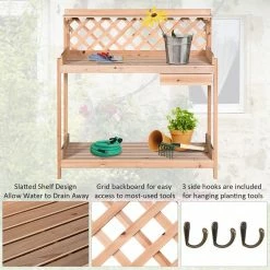 Outsunny Natural Wooden Shed Outdoor Garden Potting Bench with Open Shelf -Online Orchards store natural outsunny potting benches and tables 845 320 1f 1000
