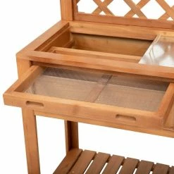 Outsunny 16.5 in. W x 59 in. H Natural Wooden Shed Potting Bench Table -Online Orchards store natural outsunny potting benches and tables 845 373 44 1000