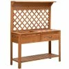 Outsunny 16.5 in. W x 59 in. H Natural Wooden Shed Potting Bench Table