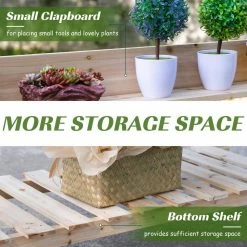 Outsunny 39 in. Wooden Garden Potting Bench Work Table with Hidden Storage, Sliding Tabletop -Online Orchards store natural outsunny potting benches and tables 845 449nd 1f 1000