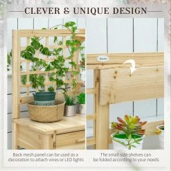 Outsunny 41.25 in. W x 55.75 in. H Potting Bench Table, Garden Work Bench, Wooden Workstation -Online Orchards store natural outsunny potting benches and tables 845 666nd 44 1000