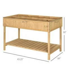 Outsunny Natural Wooden Raised Garden Bed with 8 Slots and Open Shelf -Online Orchards store natural outsunny raised planter boxes 845 238v01 4f 1000