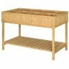 Outsunny Natural Wooden Raised Garden Bed with 8 Slots and Open Shelf