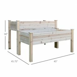 Outsunny Natural Wooden 2 Tiers Fir Raised Garden Bed with Drainage Holes -Online Orchards store natural outsunny raised planter boxes 845 321 4f 1000
