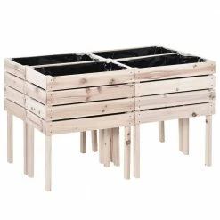 Outsunny Natural Fir Wood Planter Raised Garden Beds Kits 4-Pieces Elevated Garden Beds