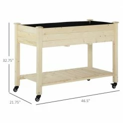Outsunny Natural Wooden Raised Mobile Garden Bed with Non-Woven Bag -Online Orchards store natural outsunny raised planter boxes 845 365 4f 1000