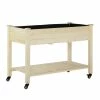 Outsunny Natural Wooden Raised Mobile Garden Bed with Non-Woven Bag