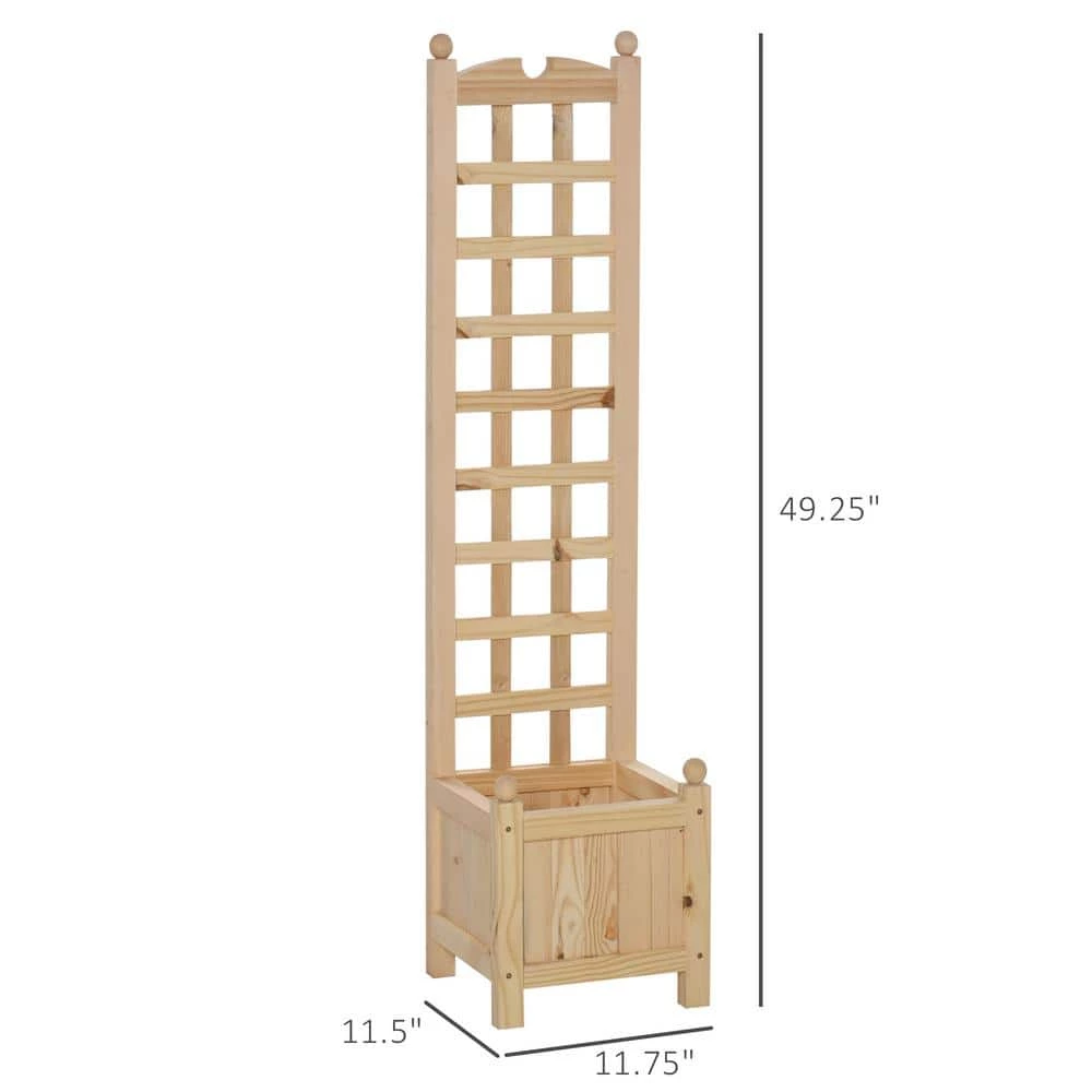 Outsunny Natural Wooden Raised Garden Bed with Trellis Board 3 Outsunny Natural Wooden Raised Garden Bed with Trellis Board - Image 3