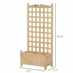 Outsunny Large Depth 24 in. Natural Wooden Raised Garden Bed with Trellis Board -Online Orchards store natural outsunny raised planter boxes 845 389v01 4f 1000
