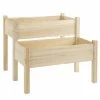 Outsunny 34 in. W x 34 in. D x 28 in. H Natural Wooden 2-Tier Raised Garden Bed