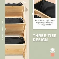 Outsunny 47 in. Natural Wooden 3-Tiers Raised Garden Bed with Side Hooks, Storage Clapboard -Online Orchards store natural outsunny raised planter boxes 845 476 1f 1000