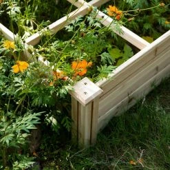 Outsunny 4 ft. x 4 ft. Natural Wooden Raised Garden Bed Planter Box with Segmented Growing Grid -Online Orchards store natural outsunny raised planter boxes 845 481 4f 1000