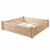 Outsunny 4 ft. x 4 ft. Natural Wooden Raised Garden Bed Planter Box with Segmented Growing Grid