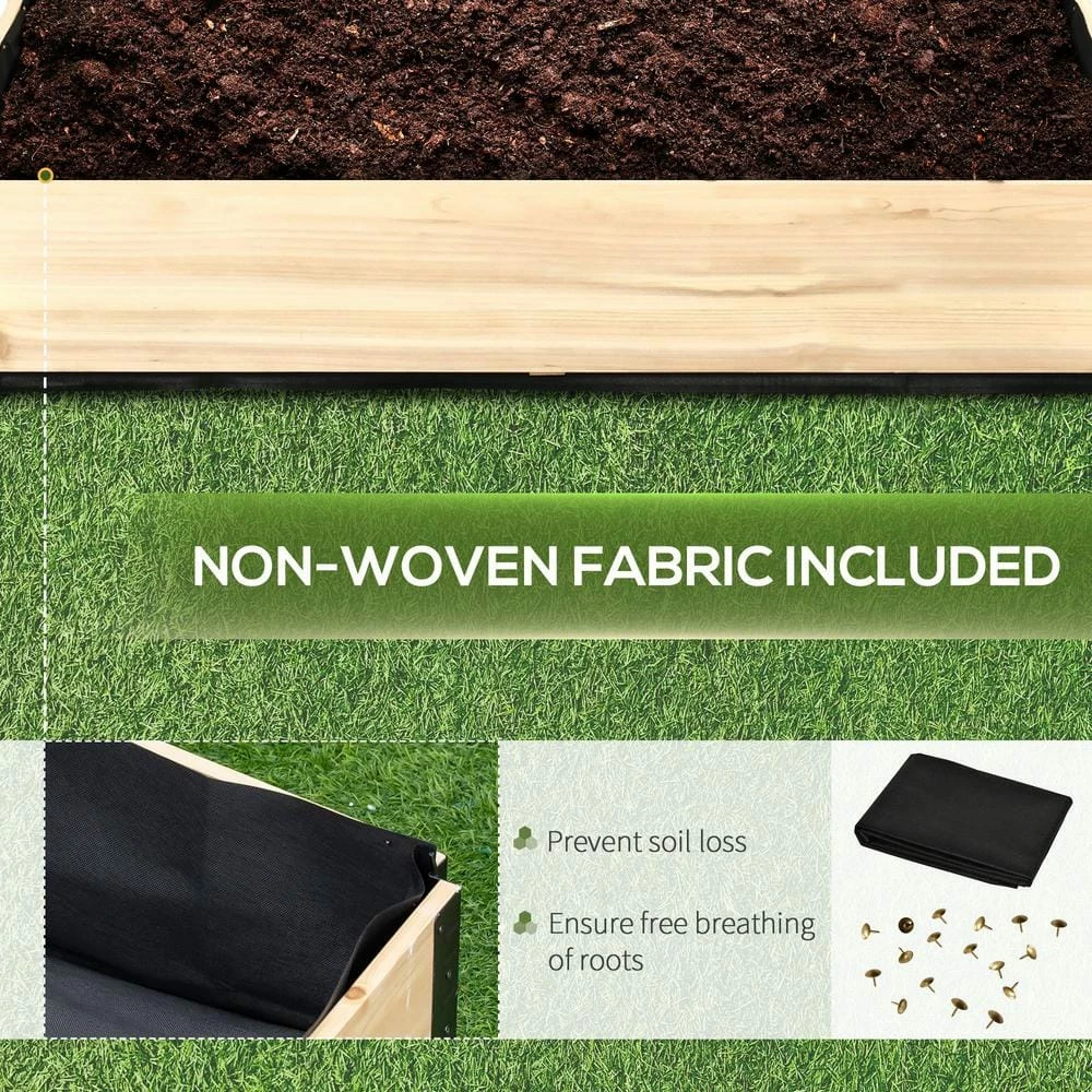 Outsunny Natural Fir Wood Raised Garden Bed Foldable to Grow Vegetables, Herbs, and Flowers 4 Outsunny Natural Fir Wood Raised Garden Bed Foldable to Grow Vegetables, Herbs, and Flowers - Image 4