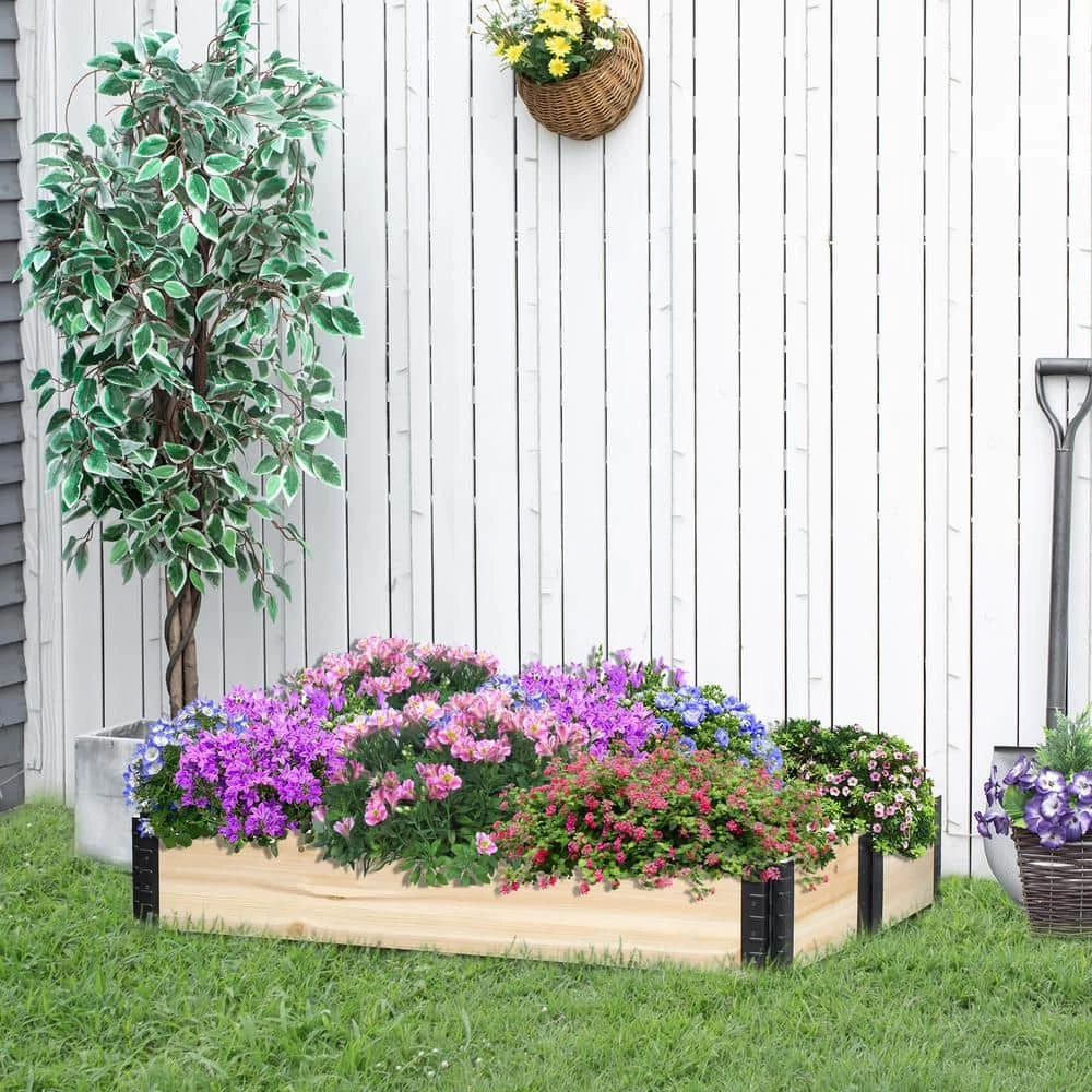 Outsunny Natural Fir Wood Raised Garden Bed Foldable to Grow Vegetables, Herbs, and Flowers 2 Outsunny Natural Fir Wood Raised Garden Bed Foldable to Grow Vegetables, Herbs, and Flowers - Image 2