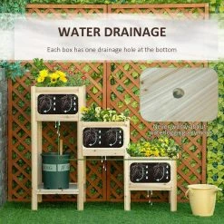 Outsunny 49 in. x 18 in. Natural Wood 3-Tier Raised Garden Bed -Online Orchards store natural outsunny raised planter boxes 845 653 44 1000