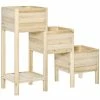 Outsunny 49 in. x 18 in. Natural Wood 3-Tier Raised Garden Bed