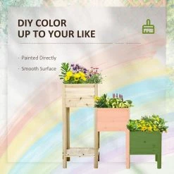 Outsunny 49 in. x 18 in. Natural Wood 3-Tier Raised Garden Bed -Online Orchards store natural outsunny raised planter boxes 845 653 fa 1000