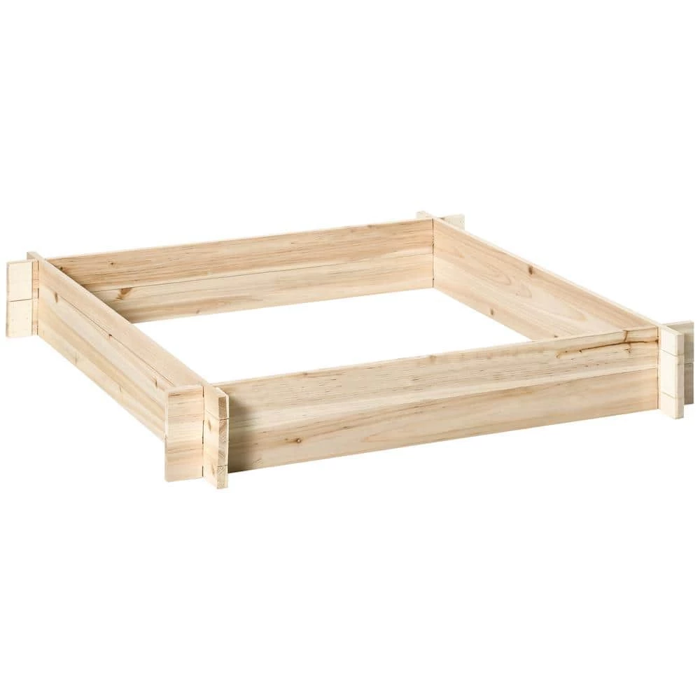 Outsunny Natural Wood Screwless Raised Garden Bed, Wooden Planter Box 1 Outsunny Natural Wood Screwless Raised Garden Bed, Wooden Planter Box