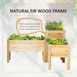 Outsunny 9.75 in. L x 19.75 in. W x 33.75 in. H Natural Wood Elevated Wood Planter Box -Online Orchards store natural outsunny raised planter boxes 845 677 44 1000