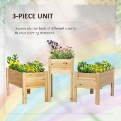 Outsunny 9.75 in. L x 19.75 in. W x 33.75 in. H Natural Wood Elevated Wood Planter Box -Online Orchards store natural outsunny raised planter boxes 845 677 4f 1000
