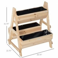 Outsunny Natural Wood Raised Garden Bed 2 Tier Planter Box with Stand, Nonwoven Fabric for Vegetables, Herbs, Flowers -Online Orchards store natural outsunny raised planter boxes 845 683 4f 1000