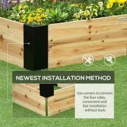 Outsunny 31.5 in. x 31.5 in. Wooden Raised Garden Bed with Metal Corner Bracket, No Installation Tools Required Planter Box -Online Orchards store natural outsunny raised planter boxes 845 684 1f 1000