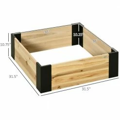 Outsunny 31.5 in. x 31.5 in. Wooden Raised Garden Bed with Metal Corner Bracket, No Installation Tools Required Planter Box -Online Orchards store natural outsunny raised planter boxes 845 684 4f 1000