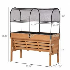 Outsunny Orange and Black Wood Raised Garden Bed with Sunshade Canopy, Planting Box, Outdoor Vegetable Flower Container -Online Orchards store orange black outsunny raised planter boxes 845 589 4f 1000
