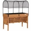 Outsunny Orange and Black Wood Raised Garden Bed with Sunshade Canopy, Planting Box, Outdoor Vegetable Flower Container
