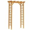 Outsunny 7 ft. H Wood Steel Arched Trellis Arbor with Natural Fir Wood & Side Panel, Orange