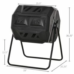 Outsunny 5.65 cu. ft. Carousel Composter Rotating 360° Dual Chamber Black Compost Bin 7 Outsunny 5.65 cu. ft. Carousel Composter Rotating 360° Dual Chamber Black Compost Bin -Online Orchards store outsunny compost bins 845 490 4f 1000