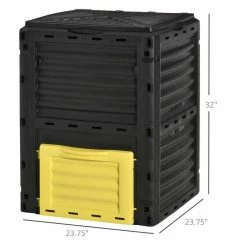 Outsunny 80 Gal. Large Capacity Stationary Composter Garden Compost Bin in Yellow -Online Orchards store outsunny compost bins 845 491yl 4f 1000