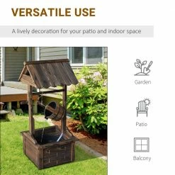 Outsunny Carbonized Wooden Wishing Well Water Fountain with Electric Pump -Online Orchards store outsunny freestanding fountains 844 099 44 1000