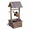 Outsunny Carbonized Wooden Wishing Well Water Fountain with Electric Pump