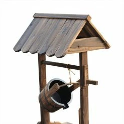 Outsunny Carbonized Wooden Wishing Well Water Fountain with Electric Pump -Online Orchards store outsunny freestanding fountains 844 099 76 1000